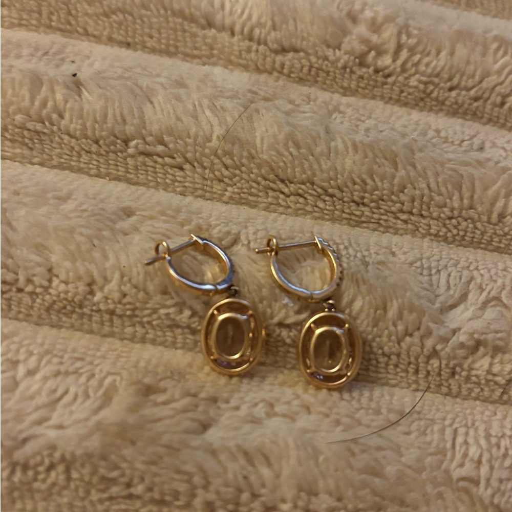 Rose gold, diamonds surrounding, and morganite earrings, 14k - Picture 3 of 5
